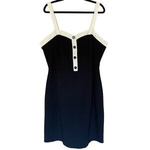 Modcloth Black & Cream Knee Length Sleeveless Dress Sz 1X Knee Length Retro